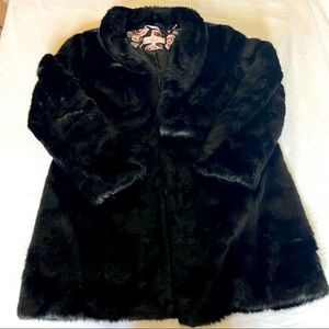 Faux fur black coat